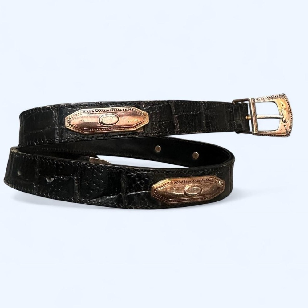 Vintage Brighton Women’s Small 31” Black Studded 100% Leather Belt (1990)